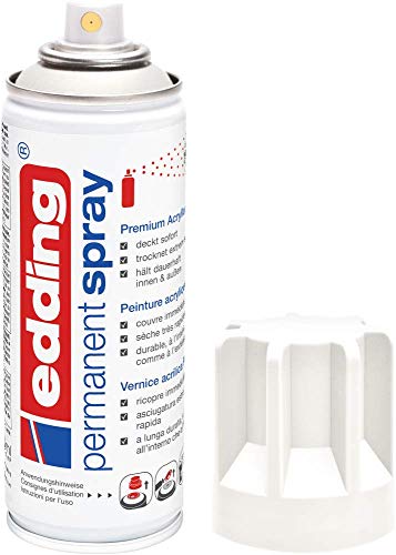 edding 5200 Permanent Spray - verkehrsweiß matt - 200 ml - Acryllack zum Lackieren und Dekorieren von Glas, Metall, Holz, Keramik, Kunststoff, Leinwand - Lackspray, Acrylspray, Farbspray von edding