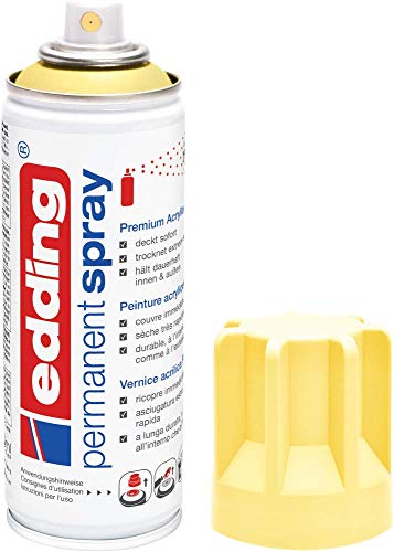 edding 5200 Permanent Spray - pastellgelb matt - 200 ml - Acryllack zum Lackieren und Dekorieren von Glas, Metall, Holz, Keramik, Kunststoff, Leinwand - Lackspray, Acrylspray, Farbspray von edding