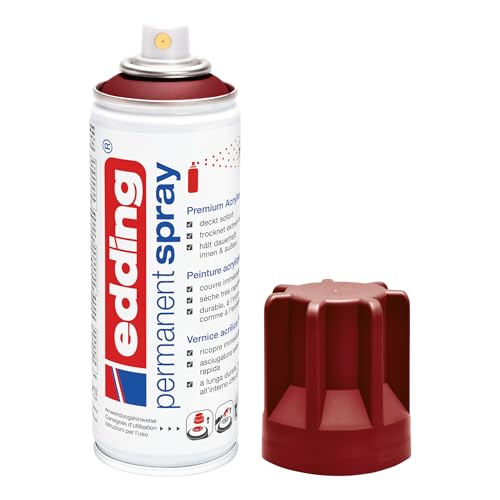 edding 5200 Permanent Spray - purpurrot matt - 200 ml - Acryllack zum Lackieren und Dekorieren von Glas, Metall, Holz, Keramik, Kunststoff, Leinwand - Lackspray, Acrylspray, Farbspray von edding