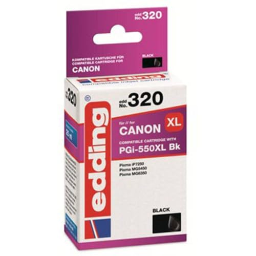 edding Druckerpatrone EDD-320 - Einzelpatrone - Text-Schwarz - 25 ml - Reichweite 500 Seiten - Ersetzt Canon PGI-550XL von edding