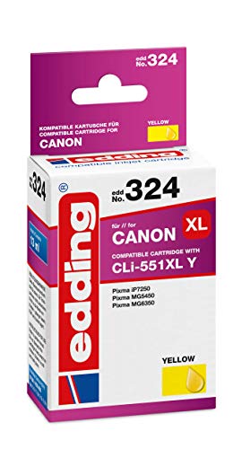 edding Druckerpatrone EDD-324 - Einzelpatrone - Gelb - 13 ml - Reichweite 845 Seiten - Ersetzt Canon CLI-551XL edding Druckerpatrone EDD-324 - Einzelpatrone - Gelb - 13 ml - Reichweite 845 Seiten - Ersetzt Canon CLI-551XL von edding