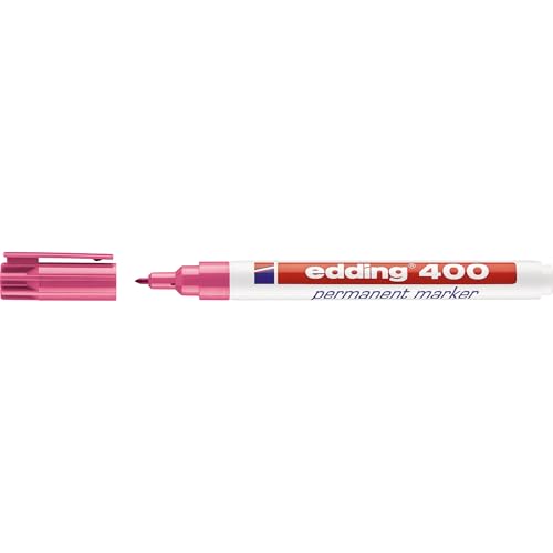 edding 400 Permanentmarker - pink - 1 Stift - feine Rundspitze 1 mm - wasserfest, schnell-trocknend - wischfest - für Karton, Kunststoff, Holz, Metall, Glas von edding