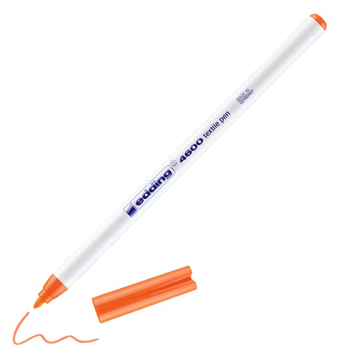 edding 4600 Textilstift - neon-orange - 1 Stift - Rundspitze 1 mm - Textilstifte waschmaschinenfest (60 °C) zum Stoff bemalen - Stoffmalstift von edding