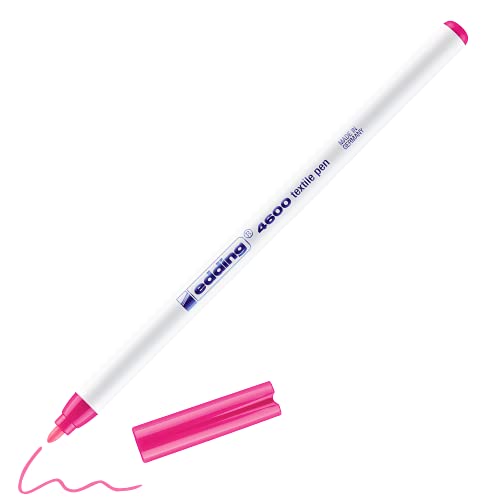 edding 4600 Textilstift - neon-pink - 1 Stift - Rundspitze 1 mm - Textilstifte waschmaschinenfest (60 °C) zum Stoff bemalen - Stoffmalstift von edding