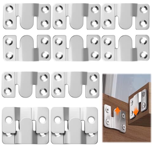 12 PCS Unterputz Verdeckte Halterung, Verdeckte Edelstahl Möbelverbinder, Bilderrahmen Aufhänger, Möbelverbinder Rostfrei, 6 Paare Holzverbinder für Kopfteil Spiegel Bilderrahmen Poster Uhren Sofa von Eddrfy