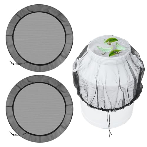 2 PCS Regentonnen Netz Ø80cm mit Kordelzug, Feinmaschige Netzabdeckung für Regentonne, Wassereimer Abdeckung aus Polyester gegen Laub Insekten Mücken, Schutznetz für Garten und Terrasse von Eddrfy