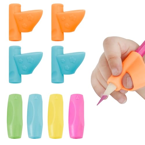 8 Pcs Schreibhilfe Für Stift Kinder, Silikon Stifthalter Kinder Hilfe Zur Stifthaltung, Ergonomische Stifthaltung Kinder Hilfsmittel,Stift Halterung Für Vorschule Grundschule, Schreibhilfen Stifte von Eddrfy