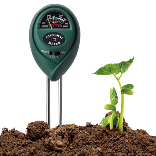 Feuchtigkeitsmessgerät Pflanzen, 3-In-1 Bodentester PH Wert Garten,PH Wert Messgerät Erde für Garten, Boden Feuchtigkeitsmesser mit PH/Feuchtigkeit/Licht für Rasen, Bodenmessgerät Kein Akku Nötig von Eddrfy
