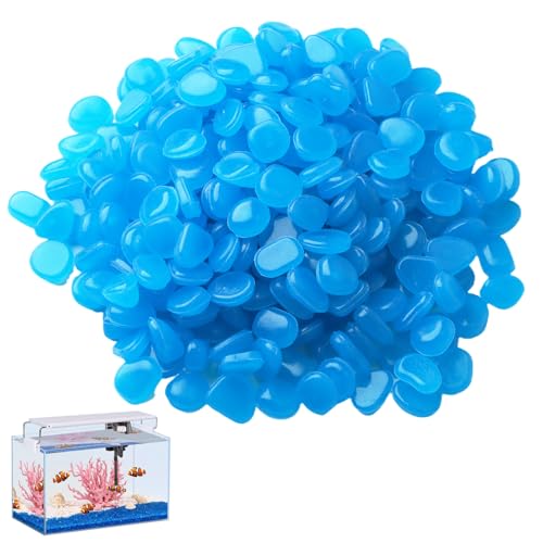 Leuchtsteine Outdoor 300 Stück, Leuchtende Steine Garten aus Harz in Blau, Glow in The Dark Dekosteine für Aquarium, Wege, Fluoreszierende Dekosteine für Blumentopf, Leuchtkieselsteine Garten von Eddrfy