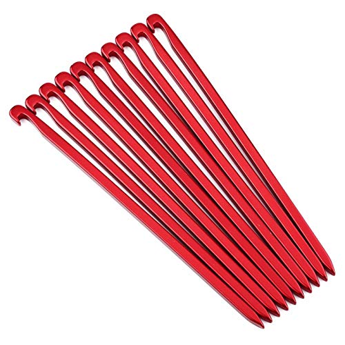 Eddwiin Zeltheringe,10 Stück 16 cm Heavy Duty Heringe Camping aus Aluminiumlegierung,Tragbar 4mm Durchmesser Zeltheringe Sturmsicher Erdnägel für Camping,Wandern (Rot) von Eddwiin