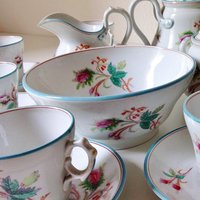 Antique Dutch Victorian Petrus Regout Stoneware Cafe Au Lait Bowl Mosroose Decor Mug Pottery von EdeWerke