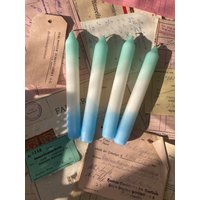 Dip Dye Kerzen. 4 Stück. Handmade. Leuchterkerzen. Mint & Hellblau von EdelasPapierfabrik