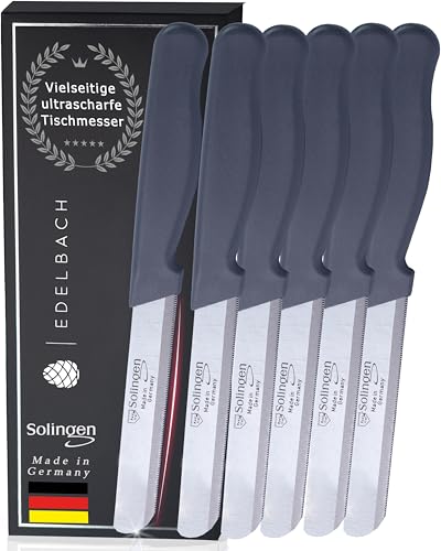 Edelbach Solingen Küchenmesser Set | Frühstücksmesser m. Feinschliff | Ultrascharf Messerset Made in Germany | Tafelmesser, Buttermesser, Brötchenmesser, Brotmesser, Messer Set (6x Küchenmesser) von Edelbach