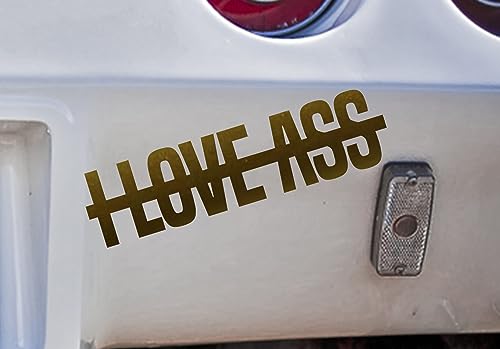 Auto Aufkleber | I Love Ass | Spruch Witzig Heckscheibenaufkleber Autofahrer Dekor Tattoo Shocker Tuningzubehör Styling (gold matt) von Edelfolien