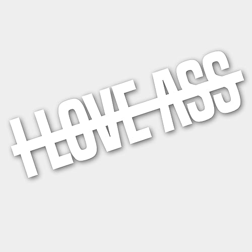 Auto Aufkleber | I Love Ass | Spruch Witzig Heckscheibenaufkleber Autofahrer Dekor Tattoo Shocker Tuningzubehör Styling (weiß glanz) von Edelfolien