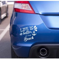 Auto Aufkleber | Life Is Better At The Beach Strand Meer Van Wohnmobil Wohnwagen Reisen Küstenliebe Designer von Edelfolien