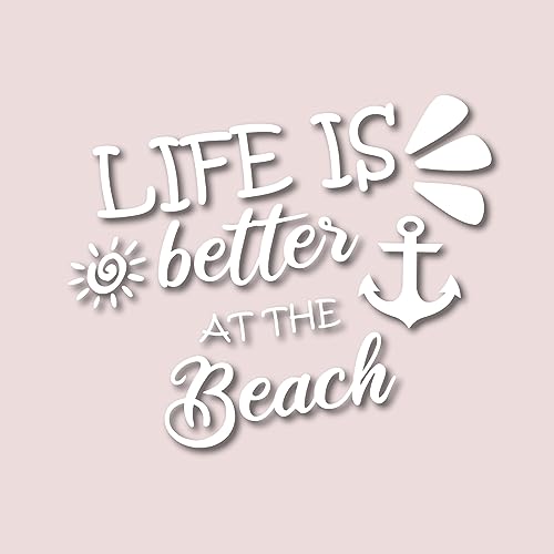 Auto Aufkleber | Life is better at the Beach | Spruch Witzig Heckscheibenaufkleber Autofahrer Dekor Tattoo Leben Motivation Urlaub Zubehör Spaß (weiß glanz) von Edelfolien