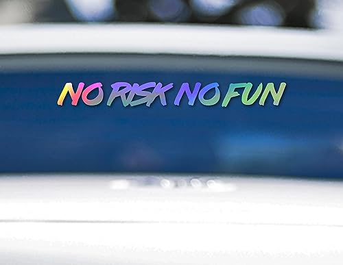 Auto Aufkleber | No Risk No Fun | Spruch Tuning Heckscheibenaufkleber Autofahrer Sport Daily Dekor Tattoo Autoaufkleber KFZ Tuningzubehör Außen (oilslick Hologrammfolie) von Edelfolien