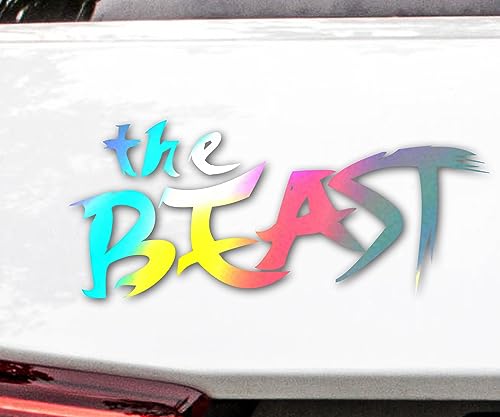 Auto Aufkleber | The Beast | Sticker Shocker Tuning Sport Performance Aufkleber Fahrzeugzubehör Gadget (Oilslick Hologrammfolie) von Edelfolien