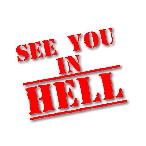 Auto Motorrad Aufkleber - See you in Hell | Biker Bike Decal Sticker Oilslick 666 Satanist Ride or Die Shocker Folie Motorradzubehör Gadget Bikerin DlzG (rot glanz) von Edelfolien