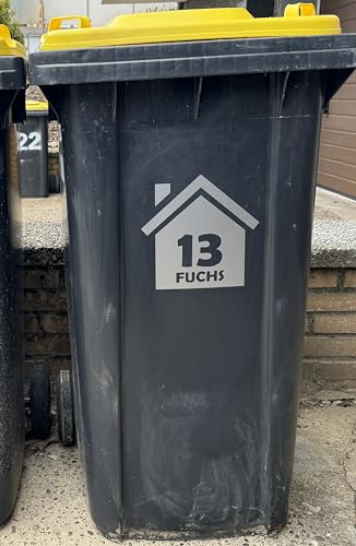 Premium personalisierte Mülltonne Aufkleber Sticker für Deine Wheelie Bin Mülltonnenorganizer - 1 Stück Silber matt von Edelfolien