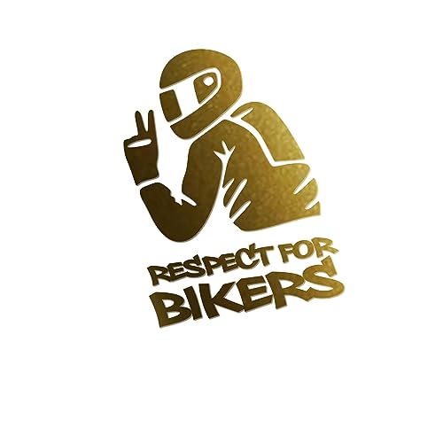 Respect for Bikers | Motorradfahrer Motorradzubehör Biker Chopper Winterauto Bikerzubehör Motorradgadget Tuning Autoaufkleber Aufkleber fürs Auto Quad Motorrad Sport Edition (gold matt) von Edelfolien