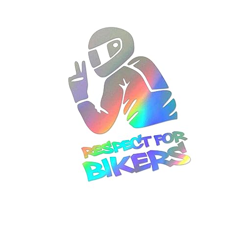 Respect for Bikers | Motorradfahrer Motorradzubehör Biker Chopper Winterauto Bikerzubehör Motorradgadget Tuning Autoaufkleber Aufkleber fürs Auto Quad Motorrad Sport Edition (oilslick Hologrammfolie) von Edelfolien