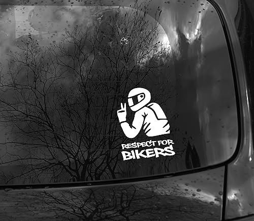 Respect for Bikers | Motorradfahrer Motorradzubehör Biker Chopper Winterauto Bikerzubehör Motorradgadget Tuning Autoaufkleber Aufkleber fürs Auto Quad Motorrad Sport Edition (weiß glanz) von Edelfolien