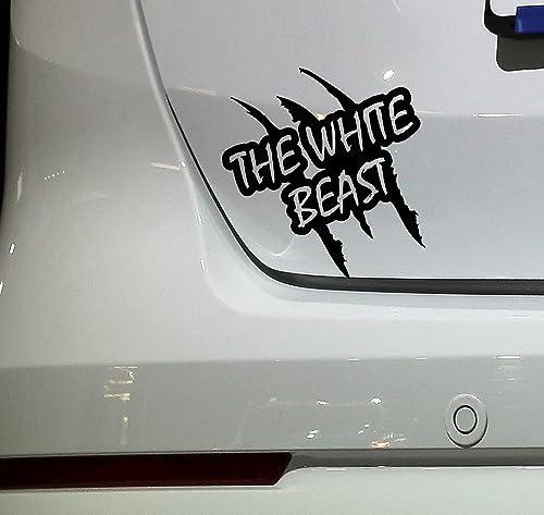 The White Beast - Auto Aufkleber | Weißes Auto Folie Sticker Vinyl Fahrzeugdekor Tuning Shocker Decal Heckscheibe Seitenscheibe SChwarz glanz von Edelfolien