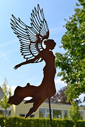 Gartenstecker Engel mit großen Flügel - hübscher Engel als Gartendeko - sehr gute Qualität von Edelrost