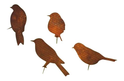 Vogel in Edelrost 4 tlg. SET mit Schraubgewinde zum Anschrauben an Bäumen von Edelrost