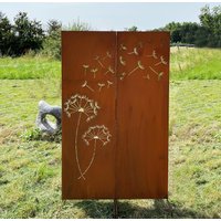 Edelrost 2Er Set Sichtschutz Motiv Pusteblume 165x100cm Zum Stecken Gartenstecker Gartendeko Rost Metall Zaun Paravent Rostige Deko von Edelrostwelt