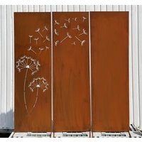 Edelrost 3Er Set Sichtschutz Motiv Pusteblume 165x150cm Zum Stecken Gartenstecker Gartendeko Rost Metall Zaun Paravent Rostige Deko von Edelrostwelt