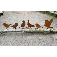 Edelrost 6Er Set Vögel Mit Schraube Zum Eindrehen in Holz Gartendeko Rost Metall Gartenfigur Rostfigur Metallfigur Vogel Gartenzaun Ast von Edelrostwelt