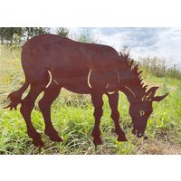 Edelrost Esel Grasend 44x70cm Zum Stecken Gartenstecker Gartendeko Wetterfest Rost Metall Rostfigur Gartenfigur Beetstecker Rostige Deko von Edelrostwelt