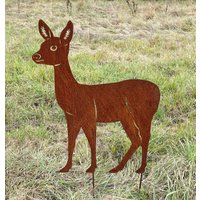Edelrost Reh Stehend 80x62cm Zum Stecken Gartenstecker Rost Metall Rostfigur Gartenfigur Kitz Hirsch Rostige Gartendeko Herbst von Edelrostwelt