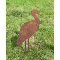 Edelrost Reiher Stehend 75x43 cm + Stäbe Gartenstecker Gartendeko Rost Metall Gartenfigur Rostfigur Metallfigur Vogel von Edelrostwelt