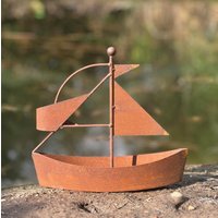Edelrost Schiff 28x25cm Kleines Segelschiff Zum Bepflanzen Rost Pflanzschale Blumentopf Windlicht Gartendeko Maritime Deko Rostig von Edelrostwelt