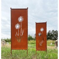Edelrost Sichtschutz Motiv Allium Blumen 116x33cm/162x53cm Zum Stecken Gartenstecker Gartendeko Rost Metall Zaun Paravent Pusteblume von Edelrostwelt