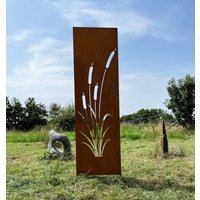 Edelrost Sichtschutz Motiv Schilf 165x50cm Zum Stecken Gartenstecker Gartendeko Rost Metall Zaun Paravent Pusteblume Rostige Deko von Edelrostwelt