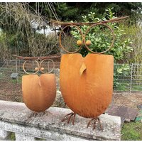 Edelrost Verrückte Eule 3D Höhe 43cm Oder 64cm Nach Wahl Gartendeko Rost Metall Gartenfigur Rostfigur Terrasse Metallfigur Geschenk Rostig von Edelrostwelt