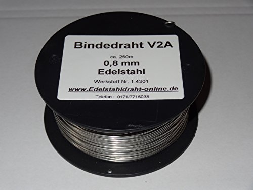 1 Spule Bindedraht aus Edelstahldraht VA V2A 0,8mm ca.250m weich, biegsam und flexibel rostfreier Edelstahldraht 1.4301 von Edelstahlbindedraht