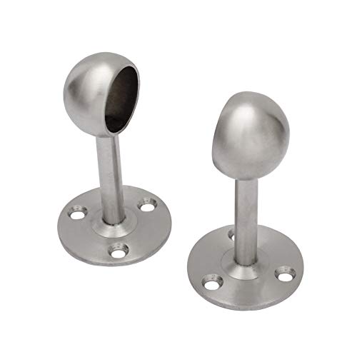 Edelstahl Gardinenstange Halter in in 3 Größen in 2 Varianten auswählbar (19mm, 2X Endstücke) von Edelstahlmarkenshop