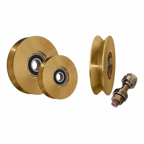 Hochlast Torrolle mit Achszapfen – Kugelgelagerte Laufrolle aus eloxiertem Stahl – 10 Größen wählbar (Ø 40–140 mm) – Gelb verzinktes Hochleistungslager – für Schiebetore & Rolltore von Edelstahlmarkenshop