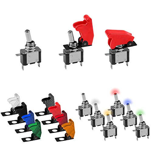 KFZ Kippschalter in 5 verschiedenen LED Farben und passende Kill-Switch Kappen zur Auswahl (Kappe Schwarz) von Edelstahlmarkenshop