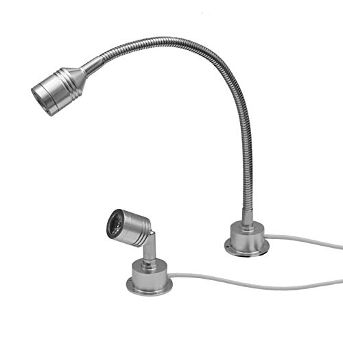 LED Aluminium Einbauleuchte 12V/3W mit oder ohne Schwanenhals in 5 Größen und 2 Lichtfarben (warm-weiß, Schwanenhals 40cm) von Edelstahlshop