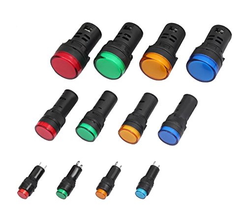 Leuchtmelder Kontrollleuchte Signallampe in 3 Größen / 4 Farben / 12V / 24V / 230V (Grün, 16mm / 12V) von Edelstahlshop