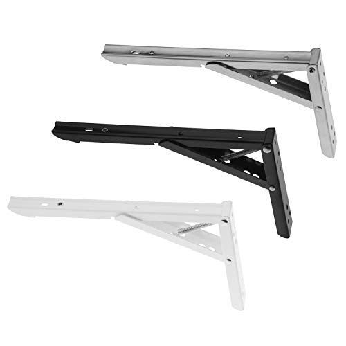 Regalträger klappbar in Edelstahl & Stahl in 3 Farben und 16 Grössen (10 Zoll (245mm), Stahl/Weiß) von Edelstahlmarkenshop