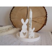 Deko Ostern Häschen Raysin Kerzenständer Set von Edelstahlschild