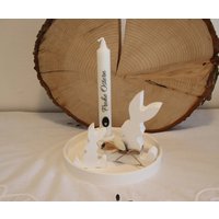 Deko Ostern Häschen Raysin Kerzenständer Set von Edelstahlschild